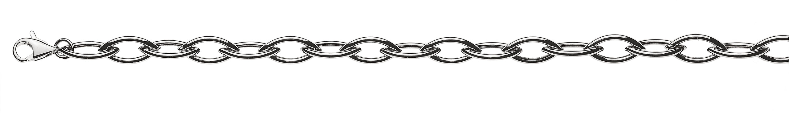 Collier Navette Runddraht Weissgold 750 halbmassiv 45cm