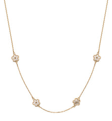 Collier Gelbgold 375 5 Perlmutt Blumenelemente 45cm