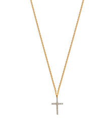 Collier Anker Gelbgold 375 mit Kreuz Zirkonia Anhänger