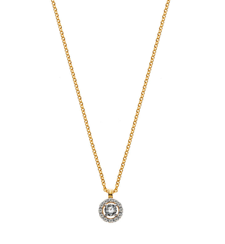 Collier Anker Gelbgold 375 mit Entourage Anhänger Zirkonia