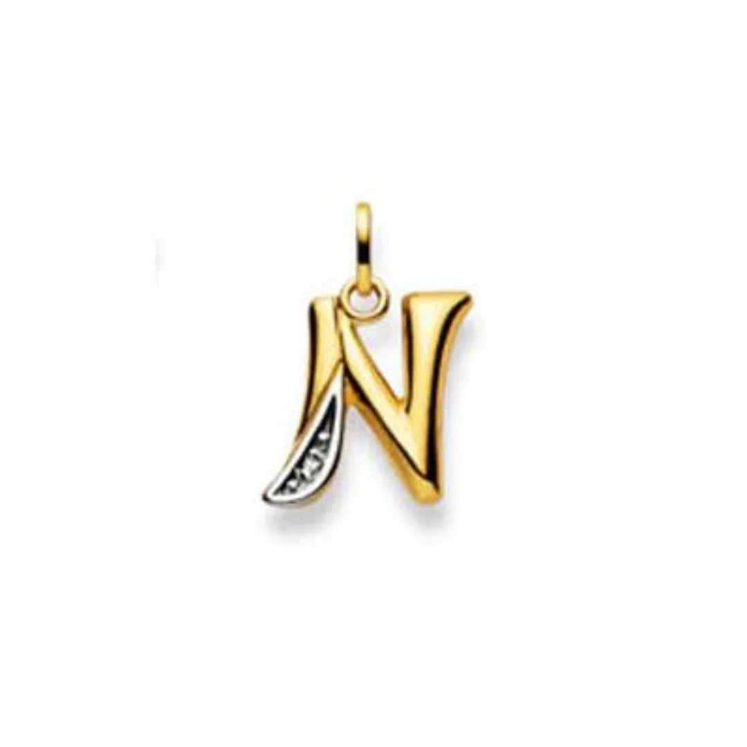 Buchstaben Anhänger Bicolor mit einem Diamant in 18 Karat Gold - 750 - N