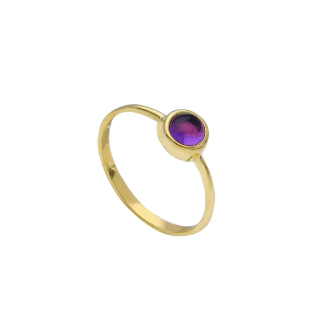 Gelbgoldring in 18 Karat - 750 mit einem Amethyst