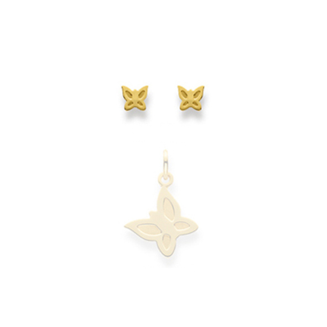 Schlichte Schmetterling Ohrstecker in 18 Karat Gelbgold 2