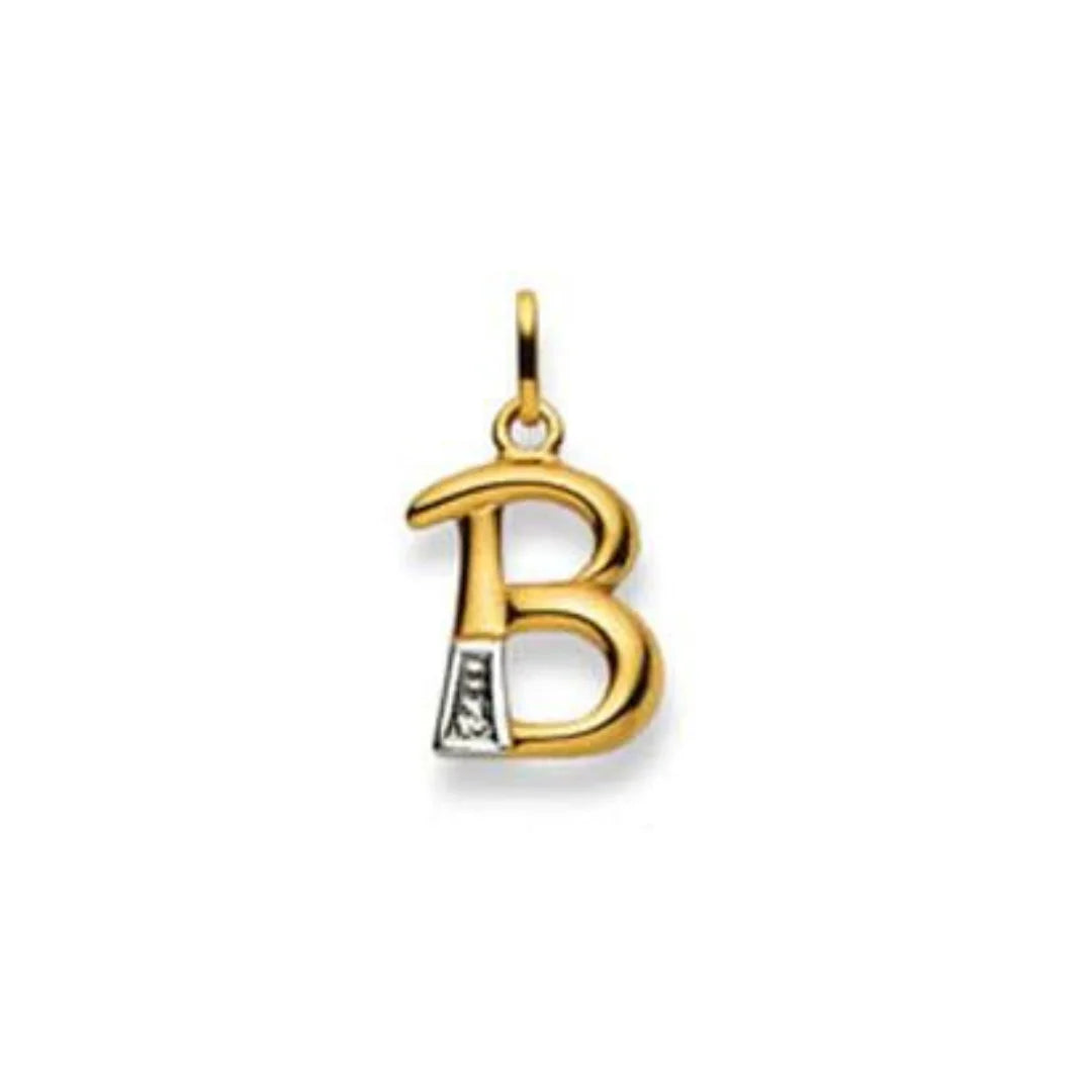 Buchstaben Anhänger Bicolor mit einem Diamant in 18 Karat Gold - 750 - B