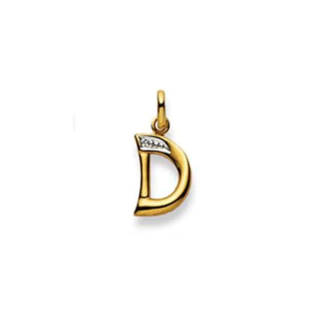 Buchstaben Anhänger Bicolor mit einem Diamant in 18 Karat Gold - 750 - D