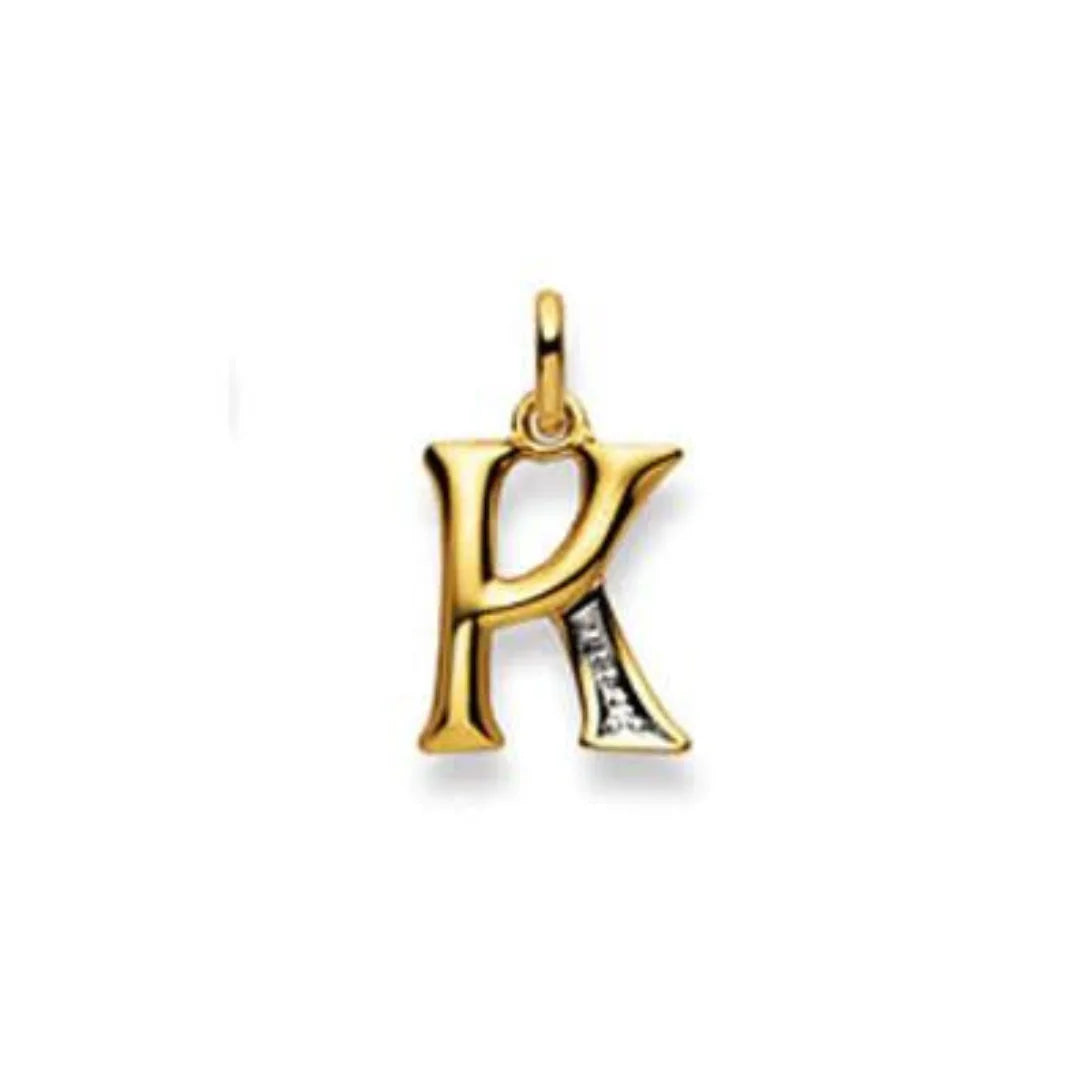 Buchstaben Anhänger Bicolor mit einem Diamant in 18 Karat Gold - 750 - K