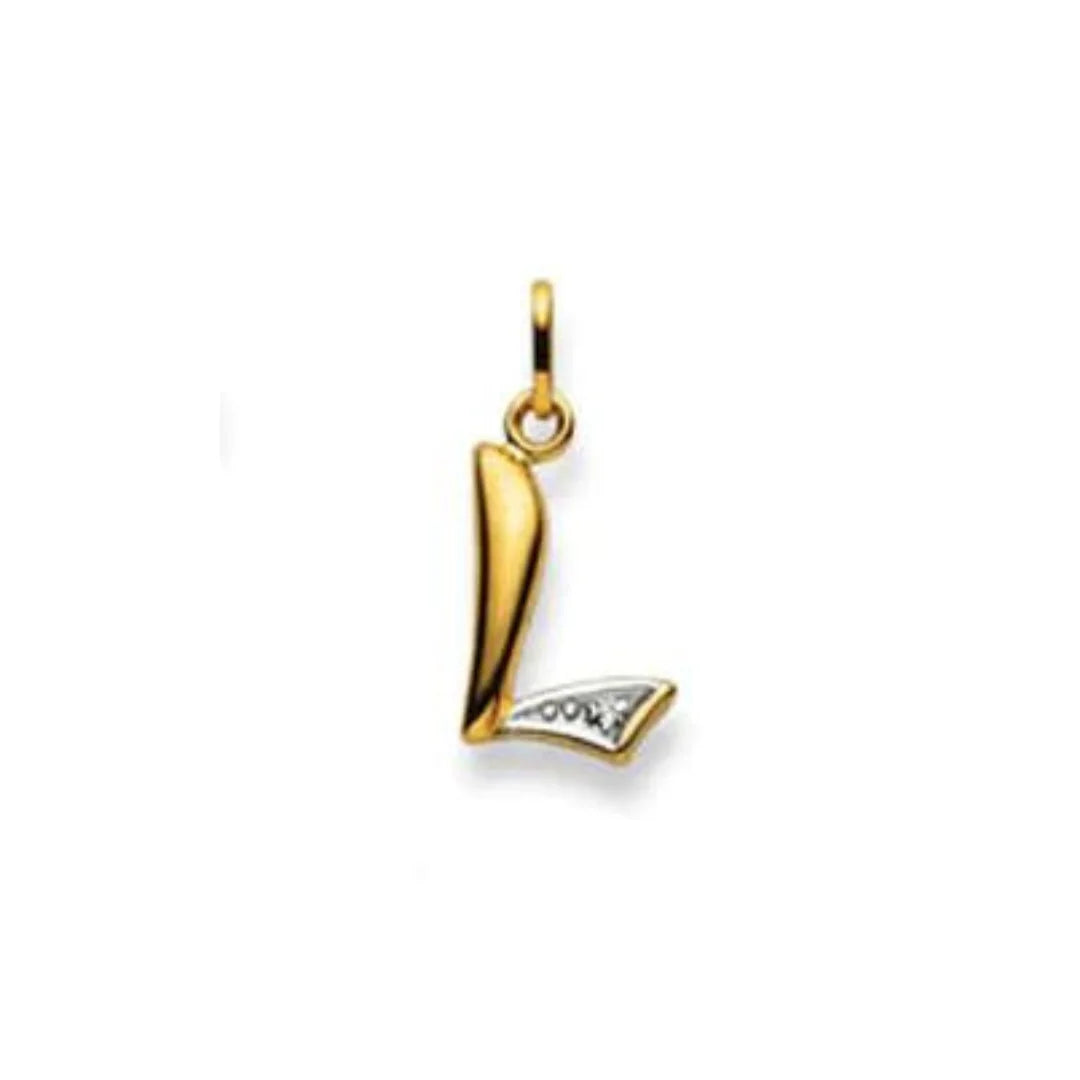 Buchstaben Anhänger Bicolor mit einem Diamant in 18 Karat Gold - 750 - L