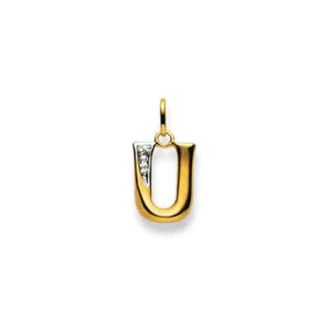 Buchstaben Anhänger Bicolor mit einem Diamant in 18 Karat Gold - 750 - U