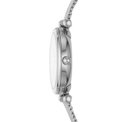 Fossil CARLIE Damenuhr Quarz Silber Perlmutt 28 mm Mesh Edelstahl - ES4432