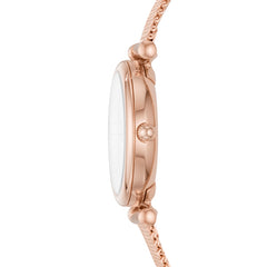 Fossil Carlie Damenuhr - Roségold MOP Mesh 28mm Quarz - ES4433