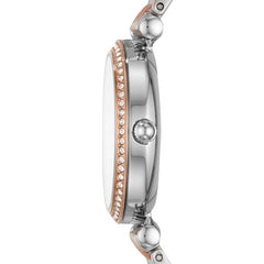Fossil CARLIE Damenuhr Silber 2-Tone MOP 28 mm Quarz 3-Zeiger - ES4649
