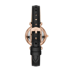 Fossil CARLIE Damenuhr Roségold Schwarz Leder 28 mm Quarz - ES4700