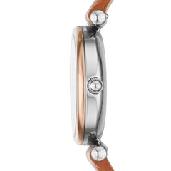 Fossil CARLIE Damenuhr Silber Blau Leder 28 mm Quarz - ES4701