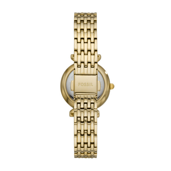 Fossil Carlie Gold Perlmutt 28mm Edelstahl Quarz Damenuhr - ES4735