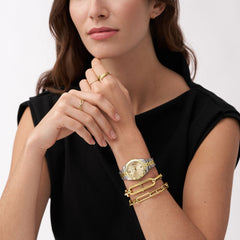 Fossil SCARLETTE Damenuhr Silber Gold 32mm 3-Zeiger Datum - ES4949