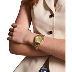 Fossil SCARLETTE Damenuhr Gold Edelstahl 32 mm Quarz 3-Zeiger mit Datum - ES5338