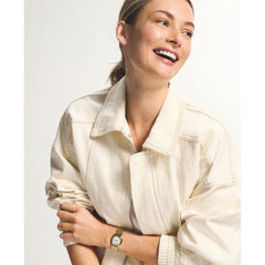 Fossil Harlow Gold Creme 27mm Edelstahl Quarz Damenuhr - ES5361