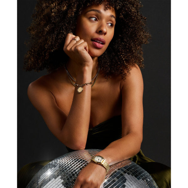 Fossil Harlow Gold Creme 27mm Edelstahl Quarz Damenuhr - ES5361