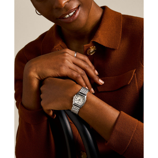 Fossil Harlow 27MM Edelstahl Quarz Damenuhr in Silber & Cream - ES5363