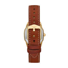 Fossil Harlow Damenuhr - Gold Cream Braun Leder 27mm Quarz - ES5364