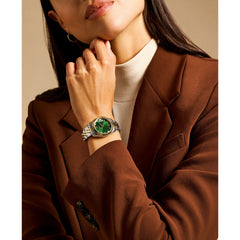 Fossil Damenuhr SCARLETTE Classic Silber Grün 32mm Quarz - ES5388