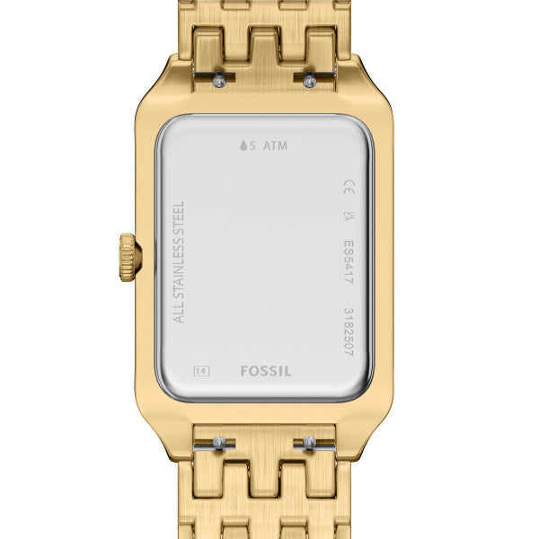 Fossil Raquel Quarz 26 MM Damenuhr in Gold Perlmutt mit Datum - ES5417