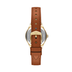 Fossil GILMORE Damenuhr Gold Silber Braun Leder 28 mm Quarz 3-Zeiger - ES5423