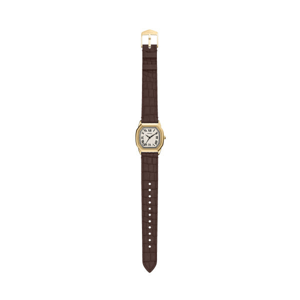 Fossil Harlow Quarz 27 MM Damenuhr in Gold Creme Braun, Lederband - ES5426