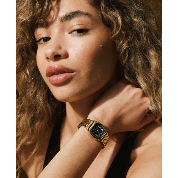 Fossil Harlow Quarz 27 mm Edelstahl Damenuhr in Gold/Schwarz - ES5433