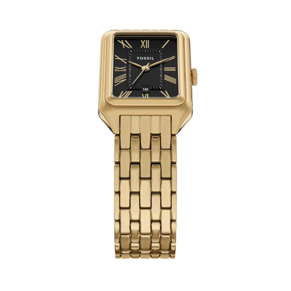 Fossil Raquel Quarz 23 mm Edelstahl Damenuhr in Gold/Schwarz - ES5434
