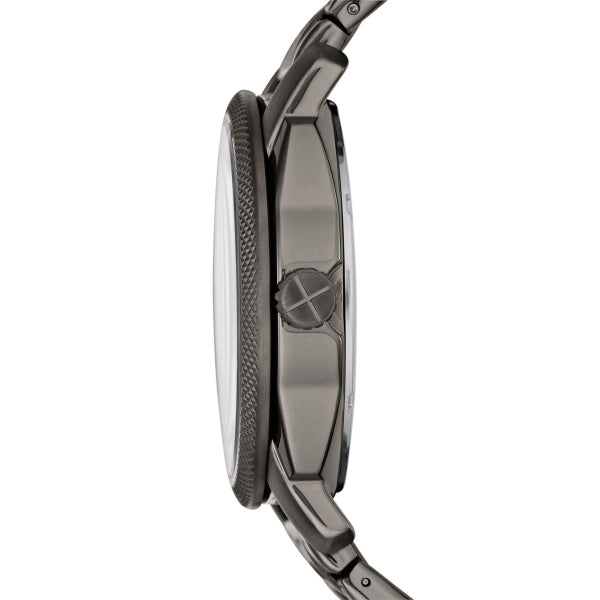 Fossil Machine Quarz Gunmetal Schwarz 42 mm Edelstahl Herrenuhr mit Datum - FS4774