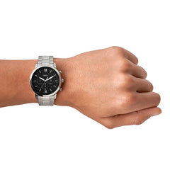 Fossil NEUTRA Herrenuhr Silber Schwarz 44mm Edelstahl Chronograph - FS5384