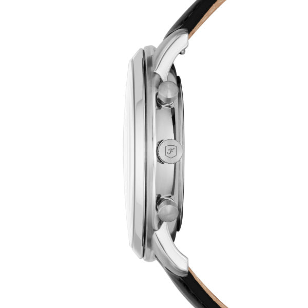 Fossil Neutra Quarz Chronograph 44 mm Leder Herrenuhr in Silber/Schwarz - FS5452