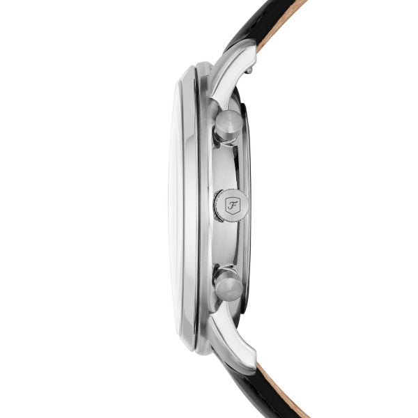 Fossil Neutra Quarz Chronograph 44 mm Leder Herrenuhr in Silber/Schwarz - FS5452