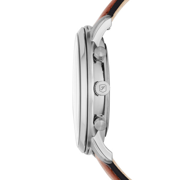 Fossil Neutra Chronograph Herrenuhr - Silber Blau 44mm Leder - FS5453