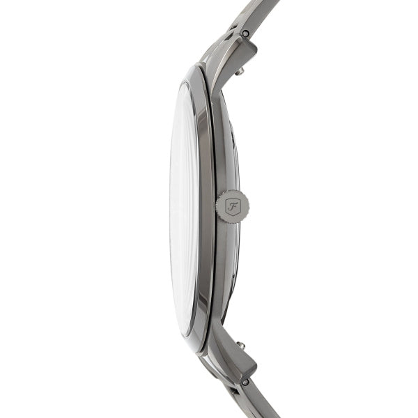 Fossil Minimalist Quarz 3-Zeiger 44 MM Herrenuhr in Gunmetal Grau aus Edelstahl - FS5459