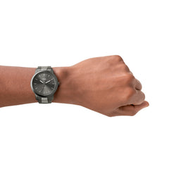 Fossil MINIMALIST Herrenuhr Gunmetal Grau Edelstahl 44 mm Quarz 3-Zeiger - FS5459