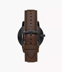 Fossil The Minimalist Herrenuhr Schwarz mit braunem Lederarmband 44 mm – FS5551