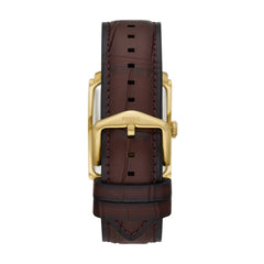 Fossil CARRAWAY Herrenuhr Gold Silber Braun 30mm Leder Quarz - FS6011