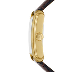 Fossil CARRAWAY Herrenuhr Gold Silber Braun 30mm Leder Quarz - FS6011