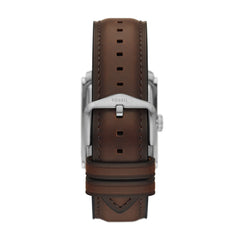 Fossil CARRAWAY Herrenuhr Silber Creme Braun 30mm Leder Quarz - FS6012