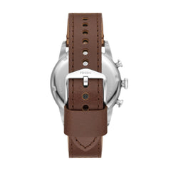 Fossil SPORT TOURER Herrenuhr Silber Cream Braun Leder 42 mm Quarz Chronograph - FS6042