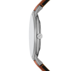 Fossil MINIMALIST Herrenuhr Silber Grün Braun Leder 44 mm Quarz 3-Zeiger - FS6094