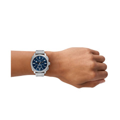 Fossil MACHINE Herrenuhr Quarz Chronograph Silber Blau 44 mm Edelstahl - FS6096