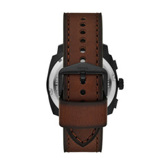 Fossil MACHINE Herrenuhr Schwarz Braun 44mm Leder Chronograph -