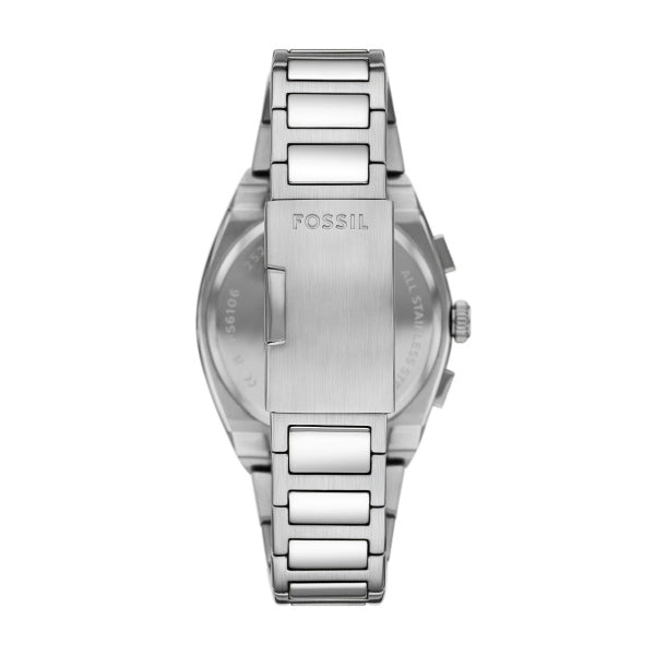 Fossil Everett Quarz Chronograph Silber Blau 44 mm Herrenuhr aus Edelstahl - FS6104