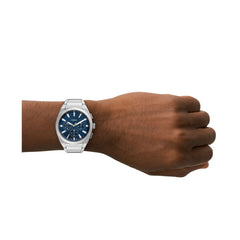 Fossil EVERETT Herrenuhr Quarz Chronograph Silber Blau 44 mm Edelstahl - FS6104