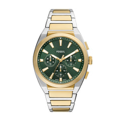 Fossil EVERETT Herrenuhr 2-Tone Grün 44mm Edelstahl Chronograph - FS6106