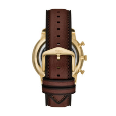 Fossil NEUTRA Herrenuhr Gold Braun 44mm Leder Chronograph – FS6113
