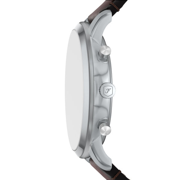 Fossil Neutra Chronograph 44mm Edelstahl Silber Braun Lederarmband Herrenuhr - FS6129